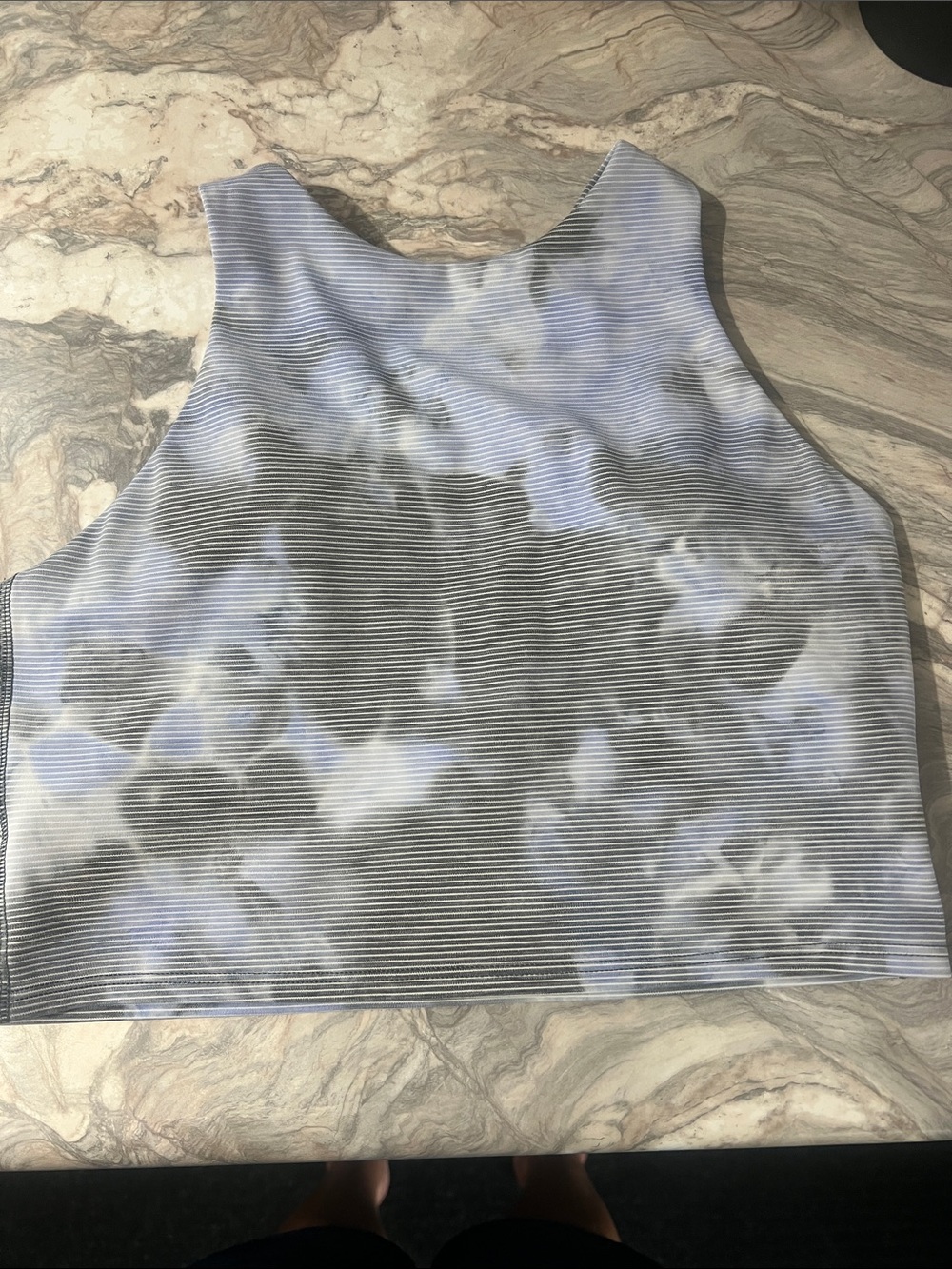 ATHLETA Tie -Dye Sports Bra  in Light Blue and Gray